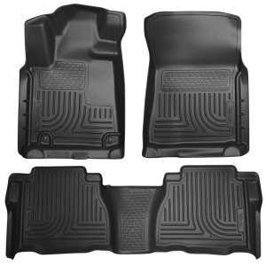 Toyota Tundra Floor Liners - Front + 2nd Row - Husky Liners - WeatherBeater - Black - `07-`11